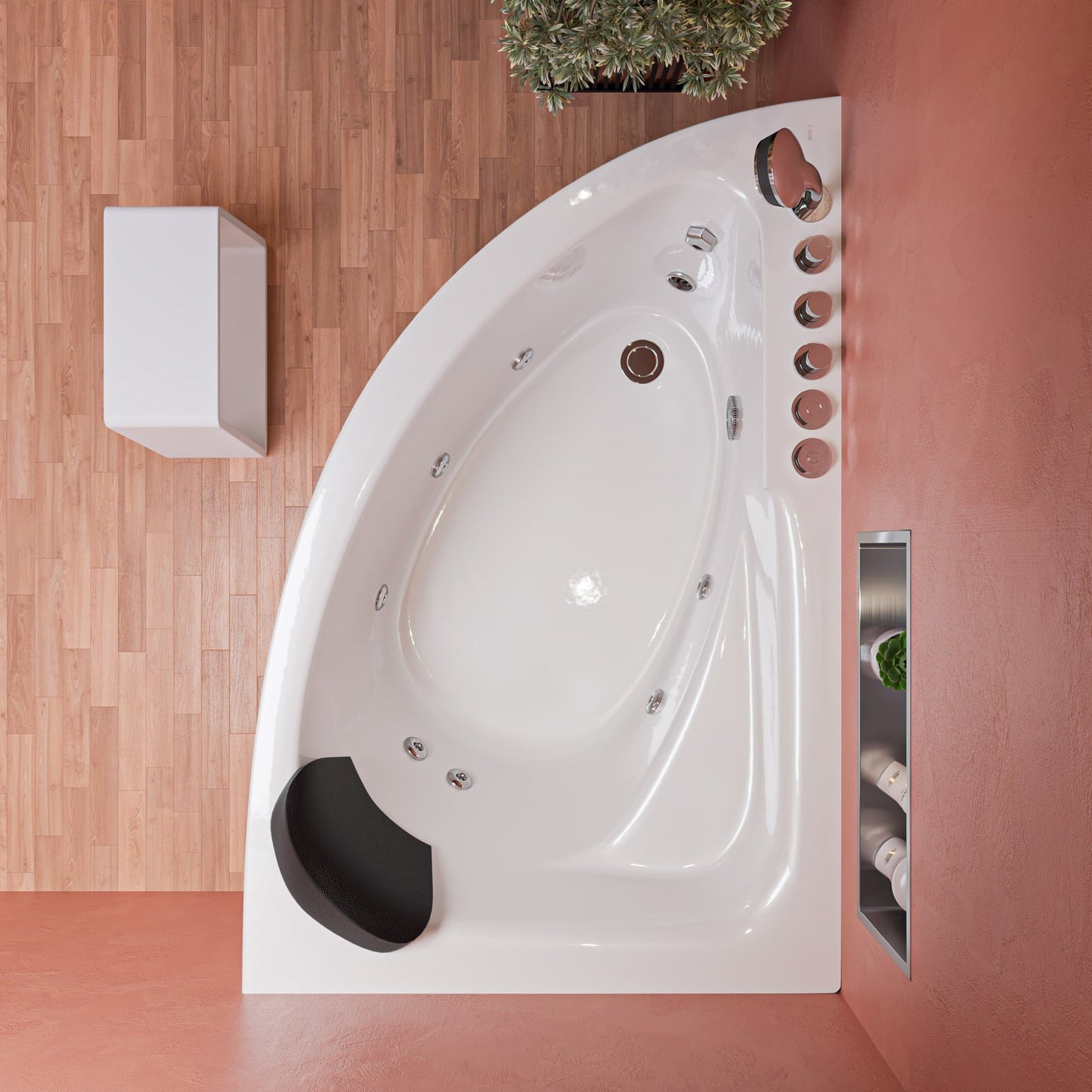 EAGO 59" AM161-L Single Person Corner White Acrylic Whirlpool Bath Tub