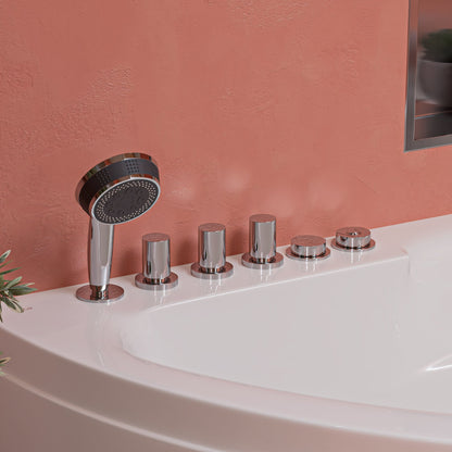 EAGO 59" AM161-L Single Person Corner White Acrylic Whirlpool Bath Tub