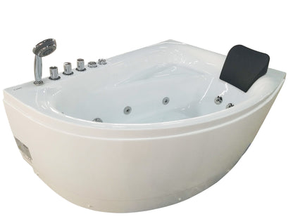 EAGO 59" AM161-L Single Person Corner White Acrylic Whirlpool Bath Tub