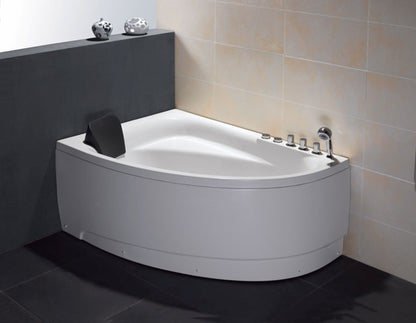 EAGO 59" AM161-L Single Person Corner White Acrylic Whirlpool Bath Tub