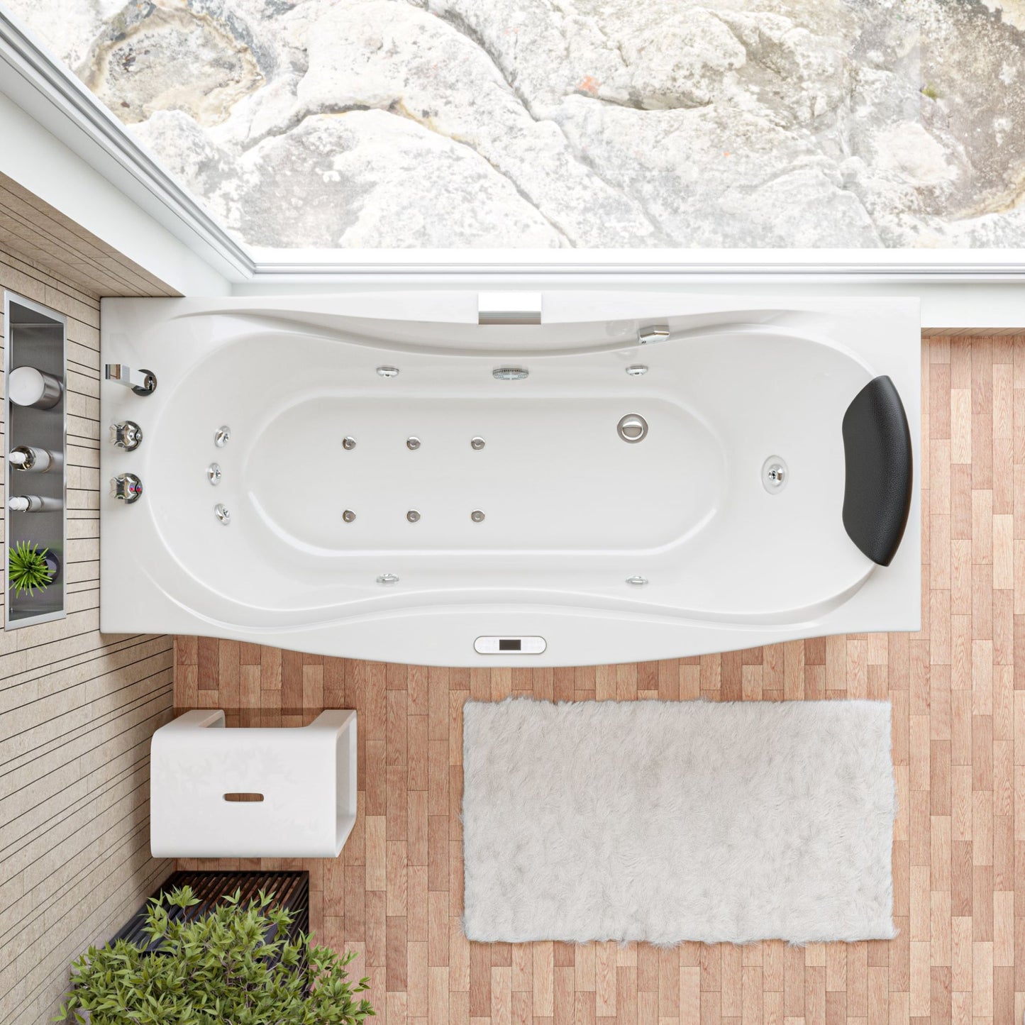 EAGO AM189ETL-L 6 ft Right Drain Acrylic White Whirlpool Bathtub w Fixtures