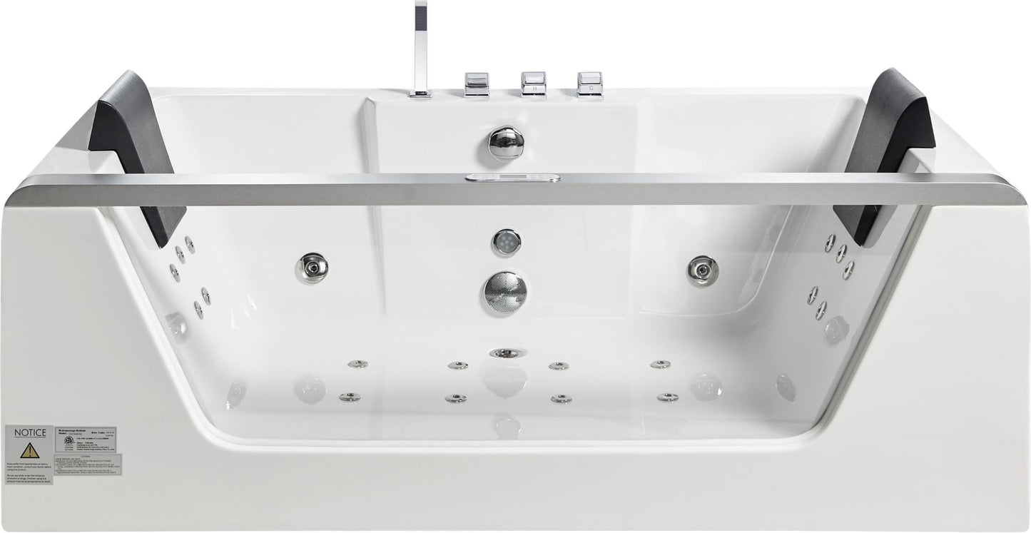 EAGO AM196ETL 6 ft Clear Rectangular Acrylic Whirlpool Bathtub for Two