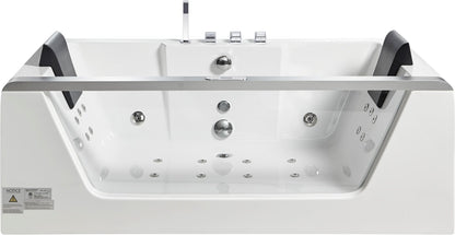 EAGO AM196ETL 6 ft Clear Rectangular Acrylic Whirlpool Bathtub for Two