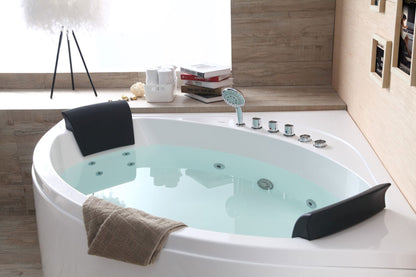EAGO AM200 5' Rounded Modern Double Seat Corner Whirlpool Bath Tub with Fixtures