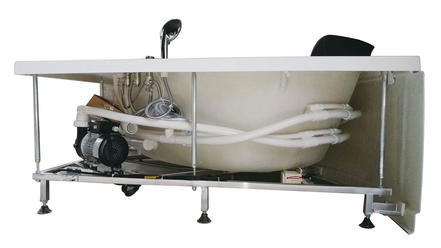 EAGO AM200 5' Rounded Modern Double Seat Corner Whirlpool Bath Tub with Fixtures