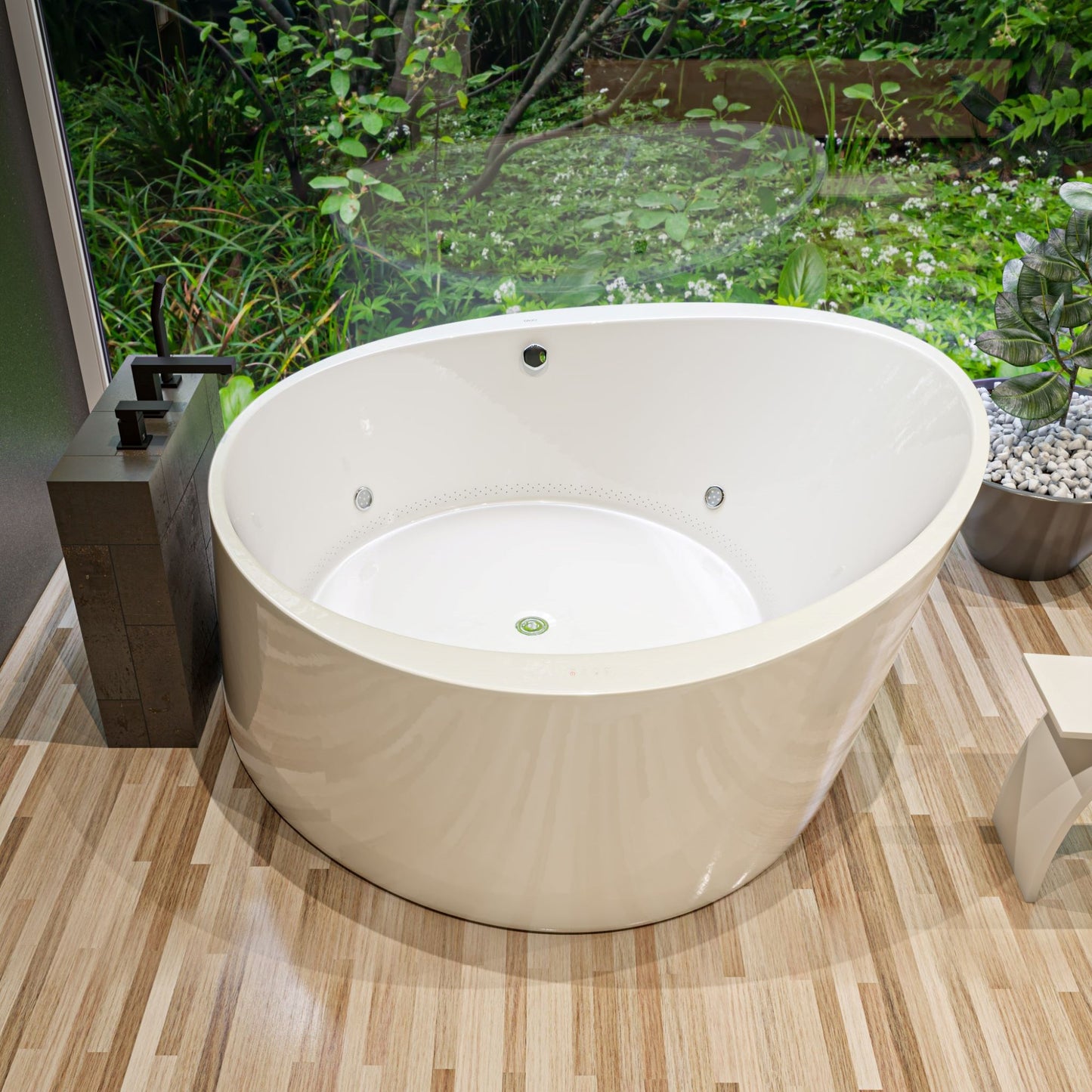 EAGO AM2130 66" Round Free Standing Acrylic Air Bubble Bathtub