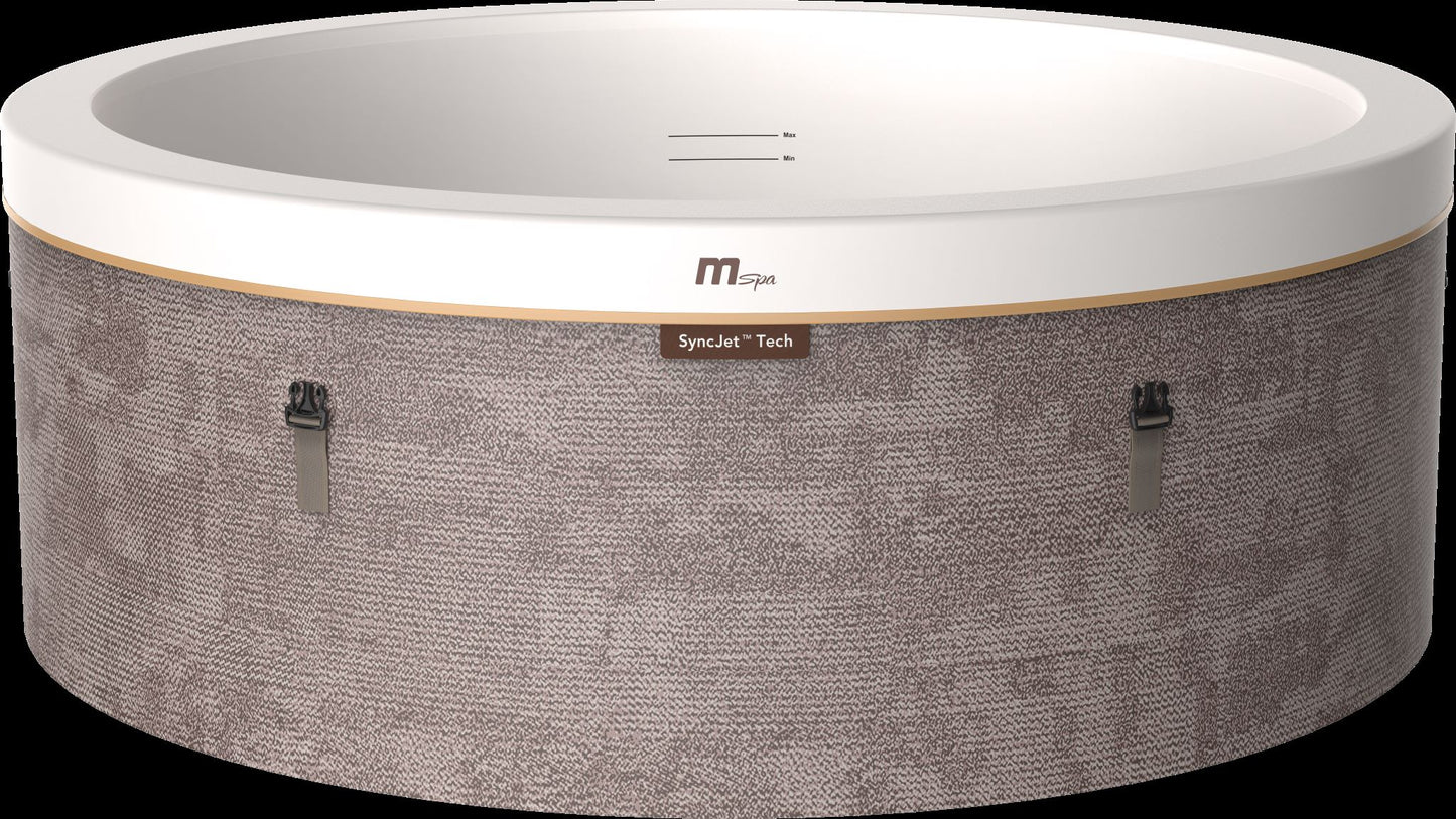 MSpa Hot tub with white rim and gray exterior. - Luxe Tub Source