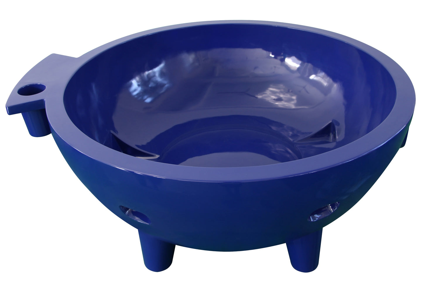 ALFI Brand Blue Outdoor Wood-Burning Hot Tub with handles on a white background - Luxe Tub Source