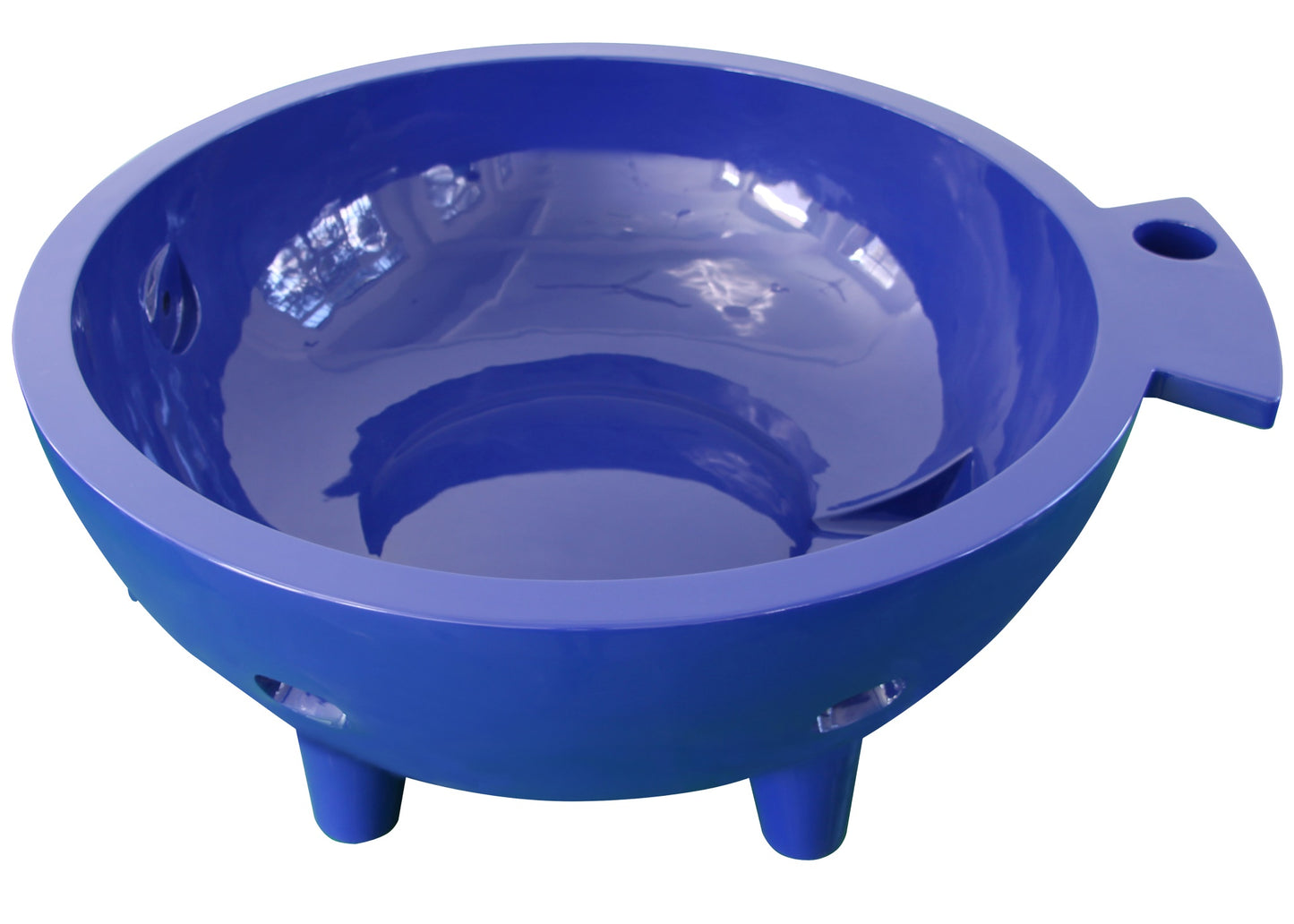 ALFI Brand side angled view of Blue Outdoor Wood-Burning Hot Tub on a white background - Luxe Tub Source