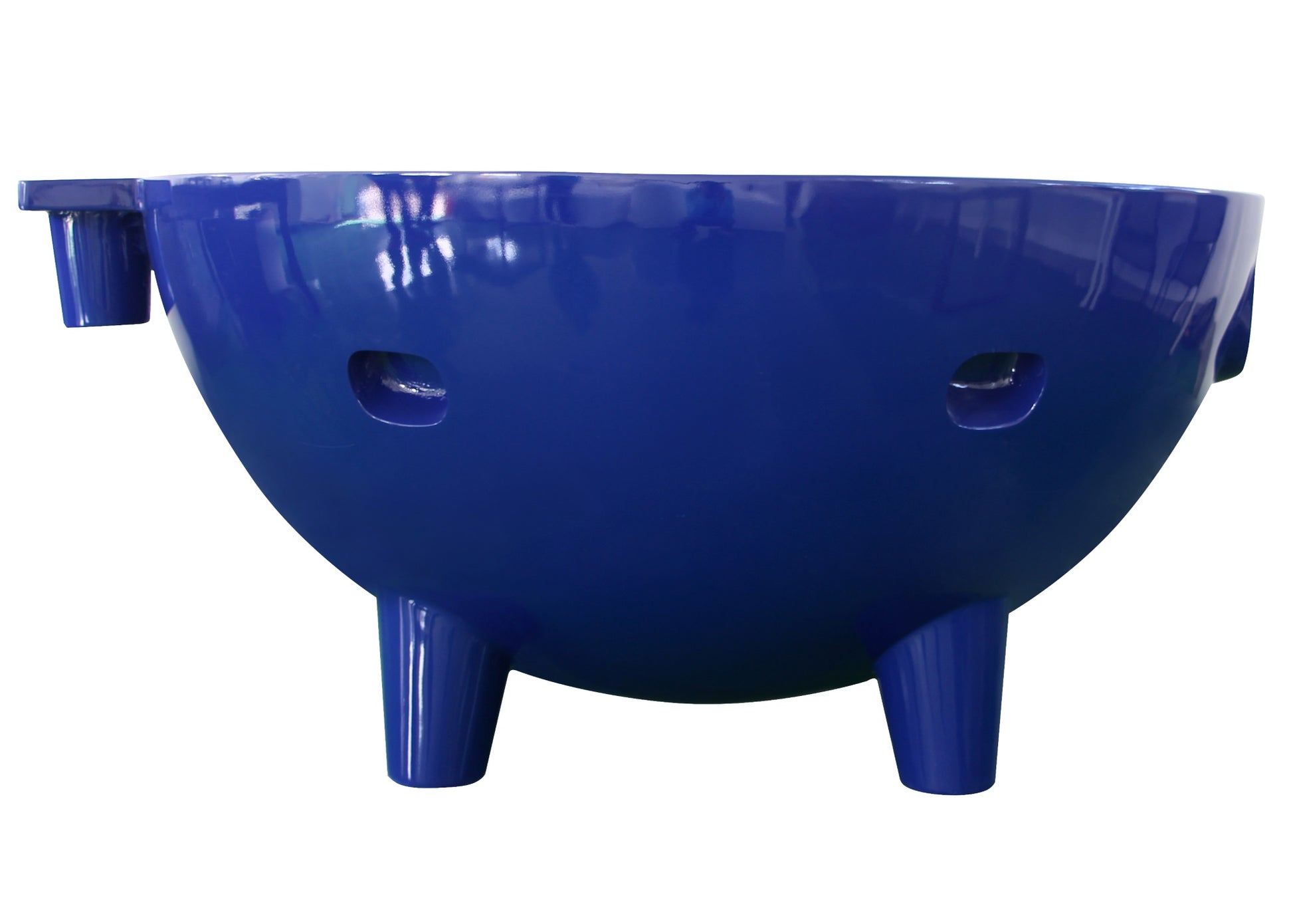 ALFI Brand side view of Blue Outdoor Wood-Burning Hot Tub on a white background - Luxe Tub Source