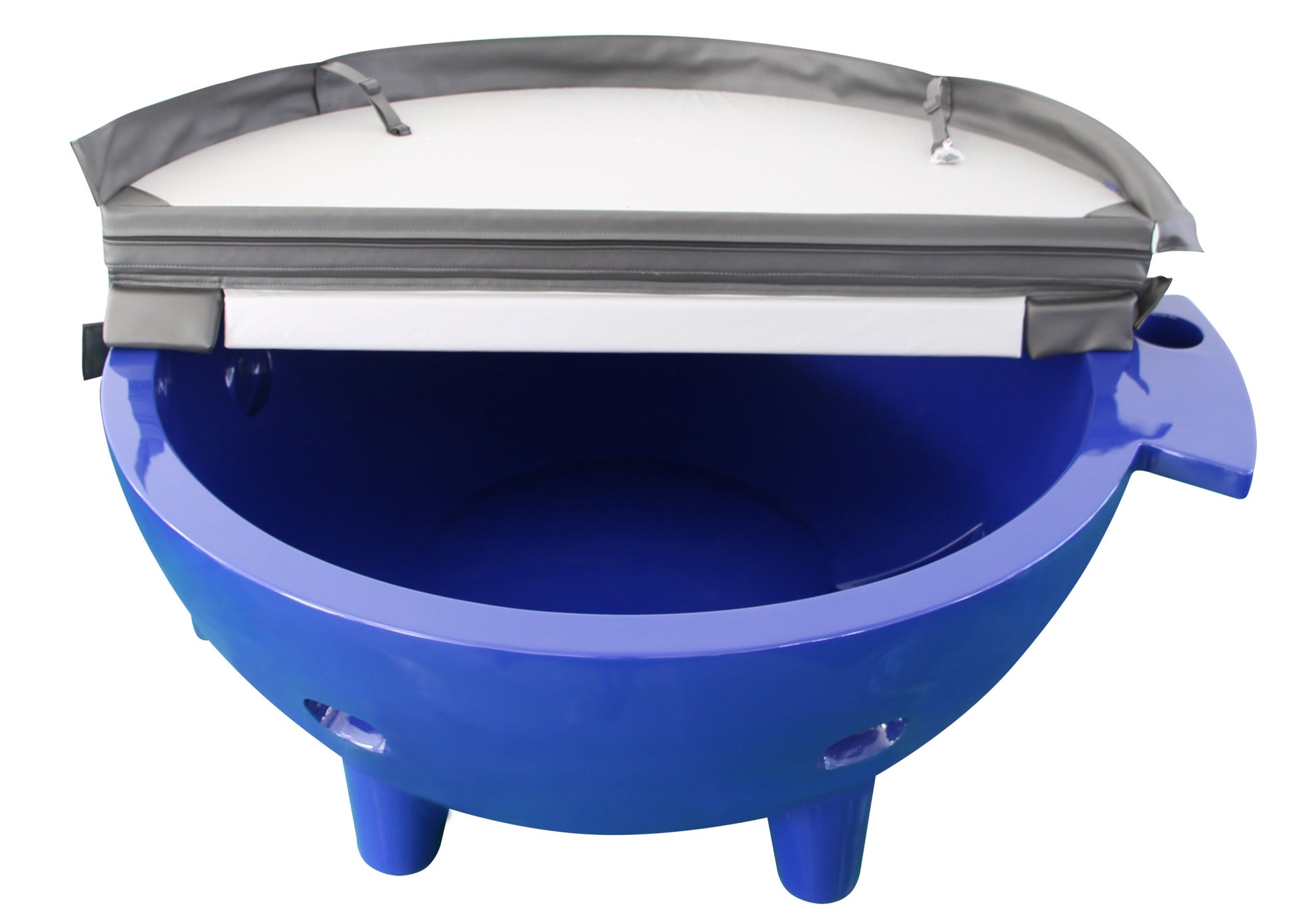 ALFI Brand Blue Outdoor Wood-Burning Hot Tub with hot tub cover - Luxe Tub Source