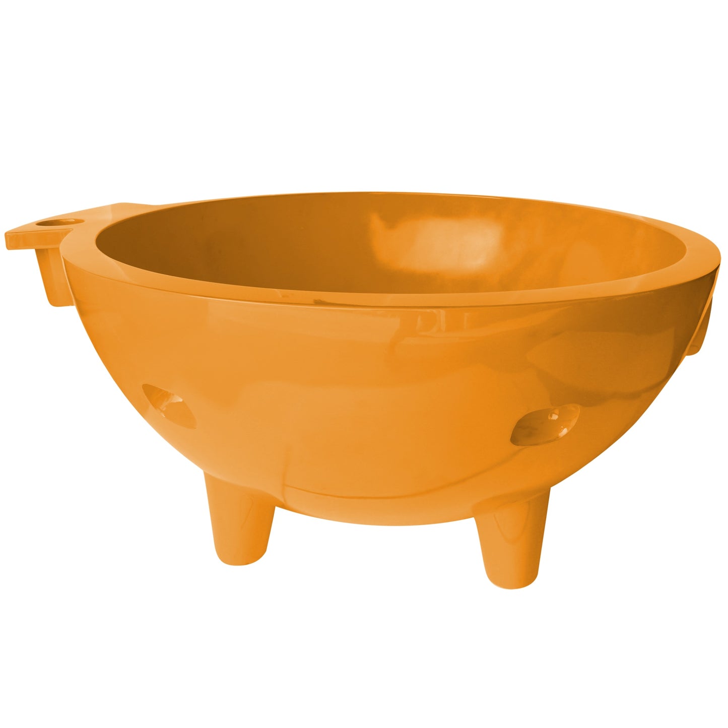 ALFI Brand Orange Outdoor Wood-Burning Hot Tub with handles on a white background - Luxe Tub Source