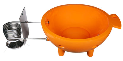 ALFI Brand Orange Outdoor Wood-Burning Hot Tub with metal coil on a white background - Luxe Tub Source