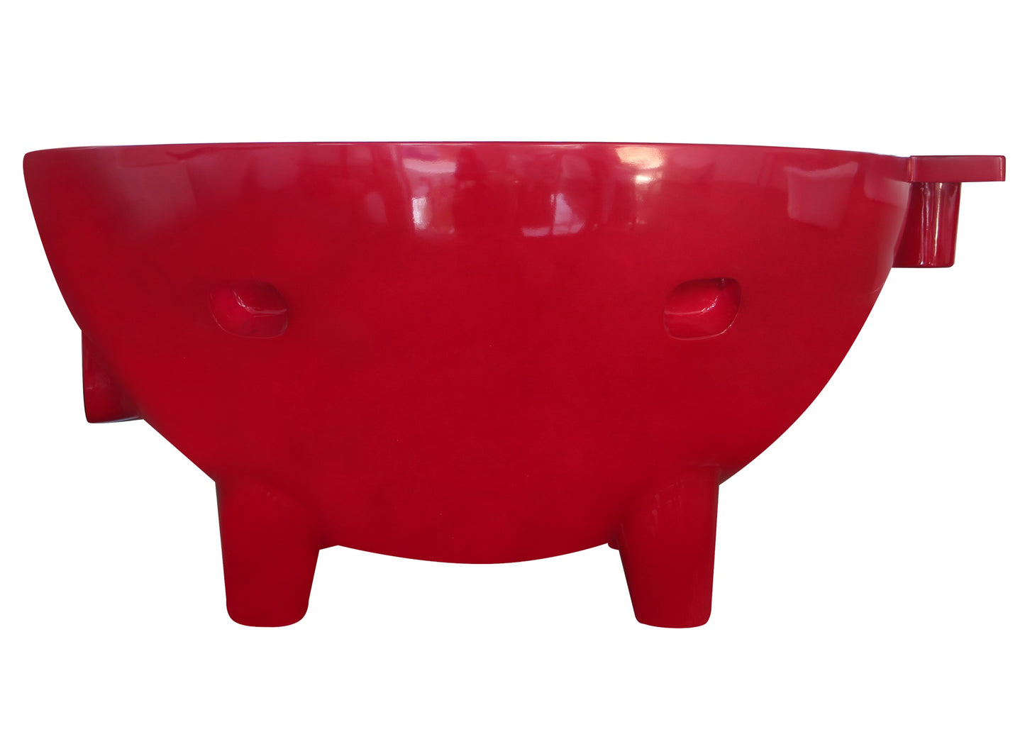ALFI Brand side view of Red Outdoor Wood-Burning Hot Tub - Luxe Tub Source