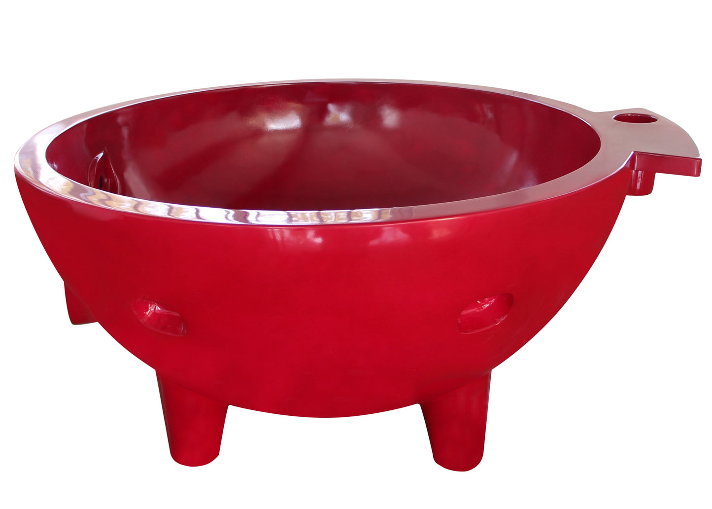 ALFI Brand side-angled view of Red Outdoor Wood-Burning Hot Tub - Luxe Tub Source