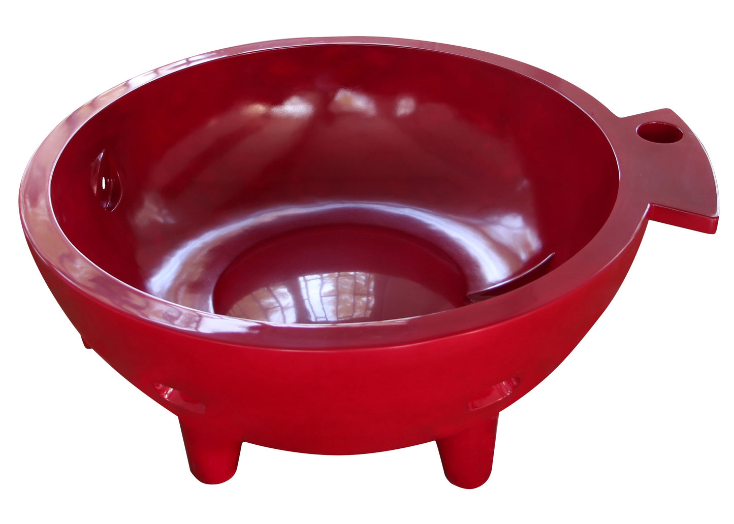 ALFI Brand top-angled view of Red Outdoor Wood-Burning Hot Tub - Luxe Tub Source