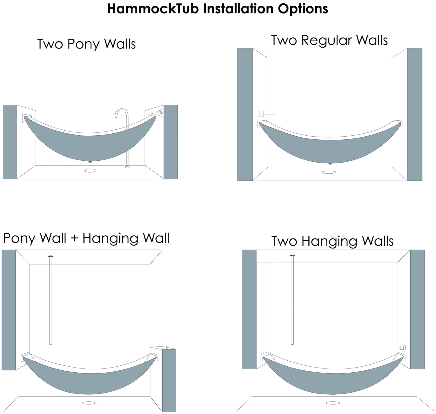 ALFI brand HammockTub1 79" Acrylic Suspended Wall Mounted Hammock Bathtub