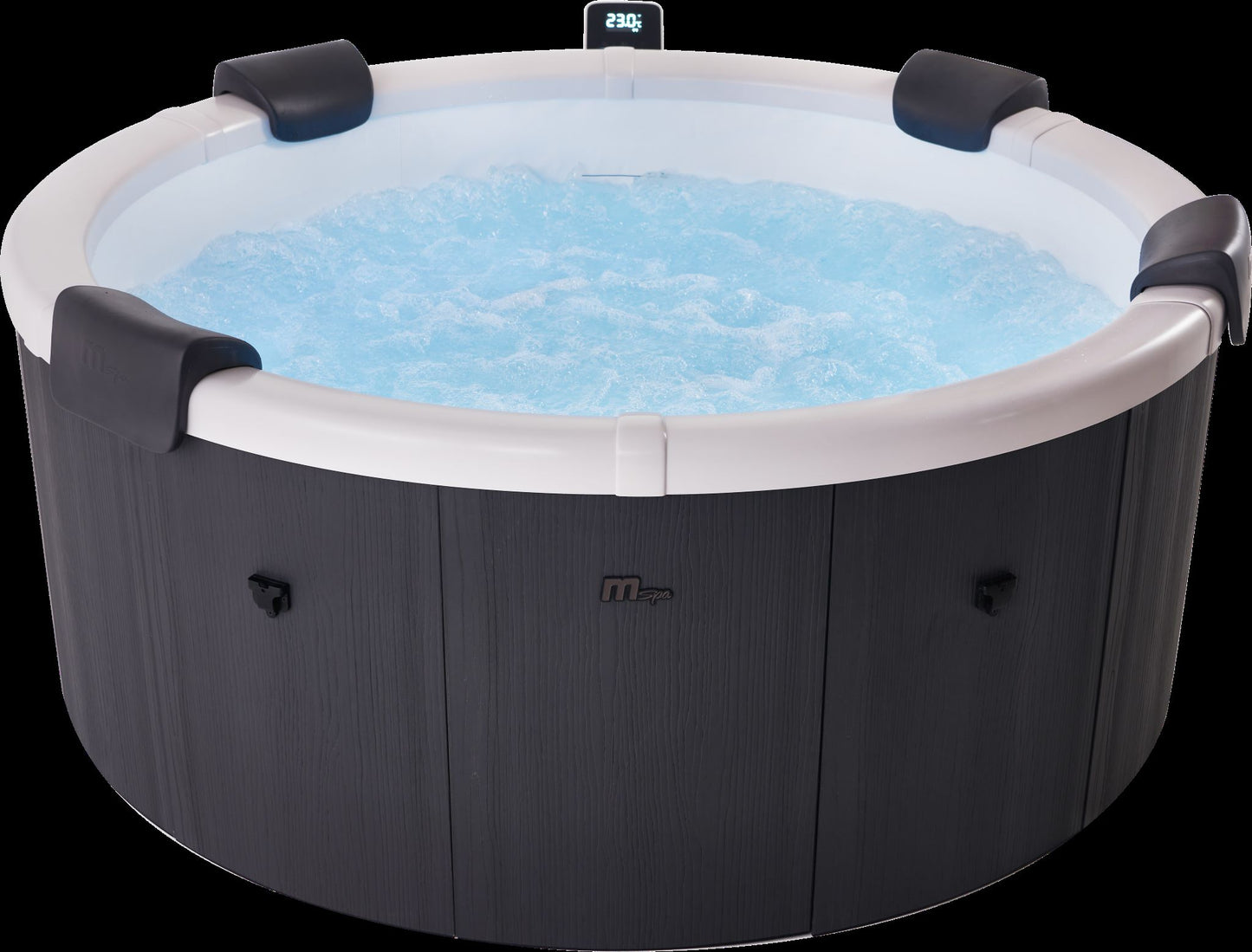 Portable hot tub with water inside on a transparent background