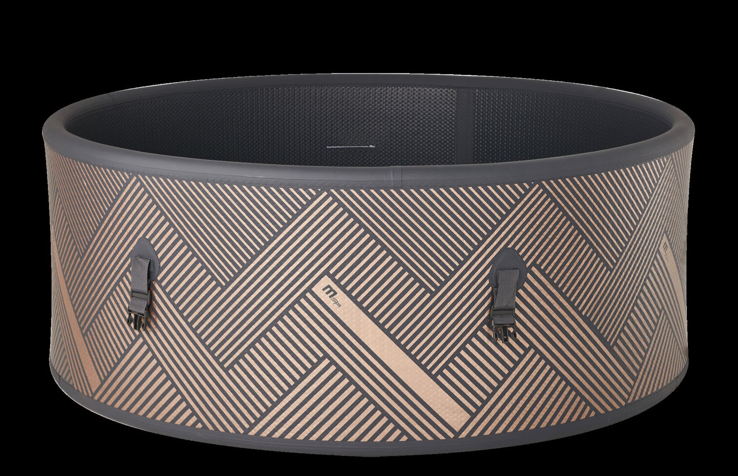 MSpa Exterior of a hot tub with geometric design on a black background. - Luxe Tub Source