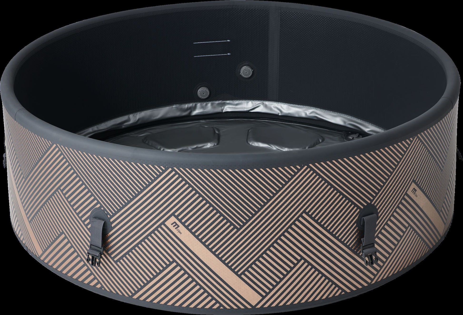 MSpa Patterned hot tub exterior with black interior on a clear background. - Luxe Tub Source
