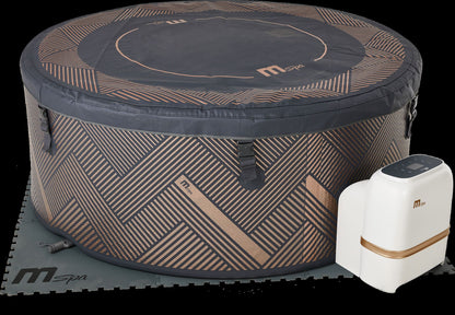 Mspa Portable hot tub with cover and control panel on a white background. - Luxe Tub Source