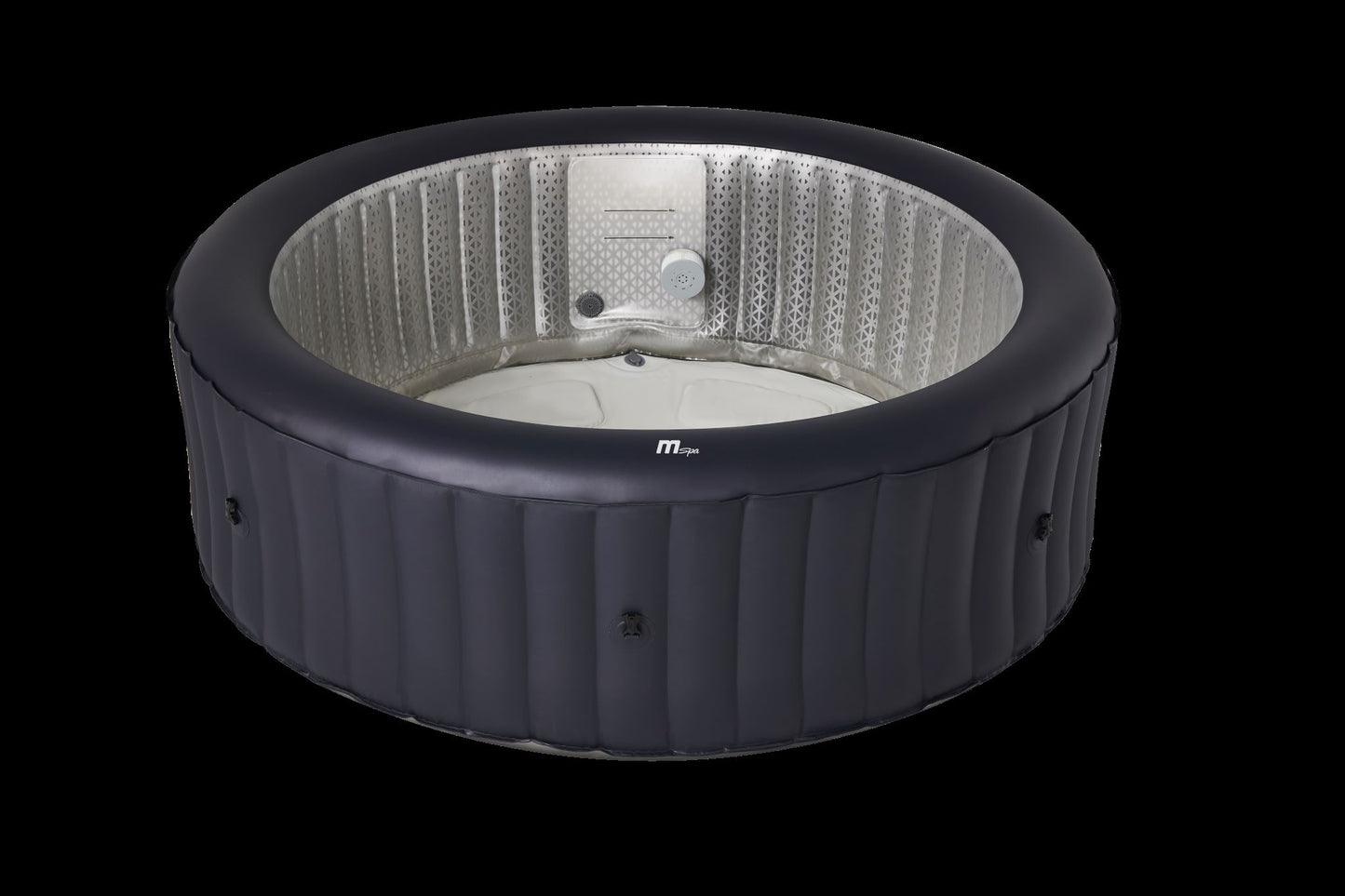 Inflatable hot tub with visible Mspa brand logo on a white background