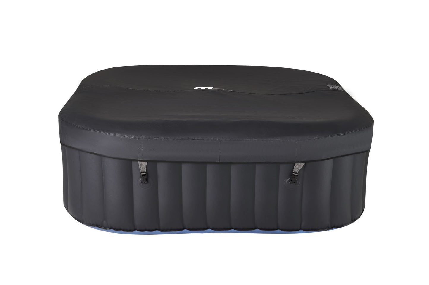MSpa Black inflatable hot tub with hot tub cover on a white background.  - Luxe Tub Source