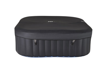 MSpa Black inflatable hot tub with hot tub cover on a white background.  - Luxe Tub Source