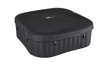MSpa Black inflatable hot tub with the hot tub cover on.  - Luxe Tub Source