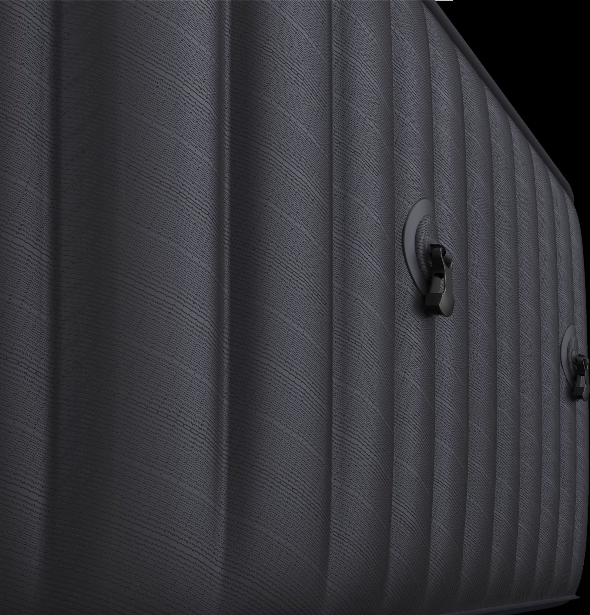 MSpa close up of the side of an inflatable black hot tub - Luxe Tub Source